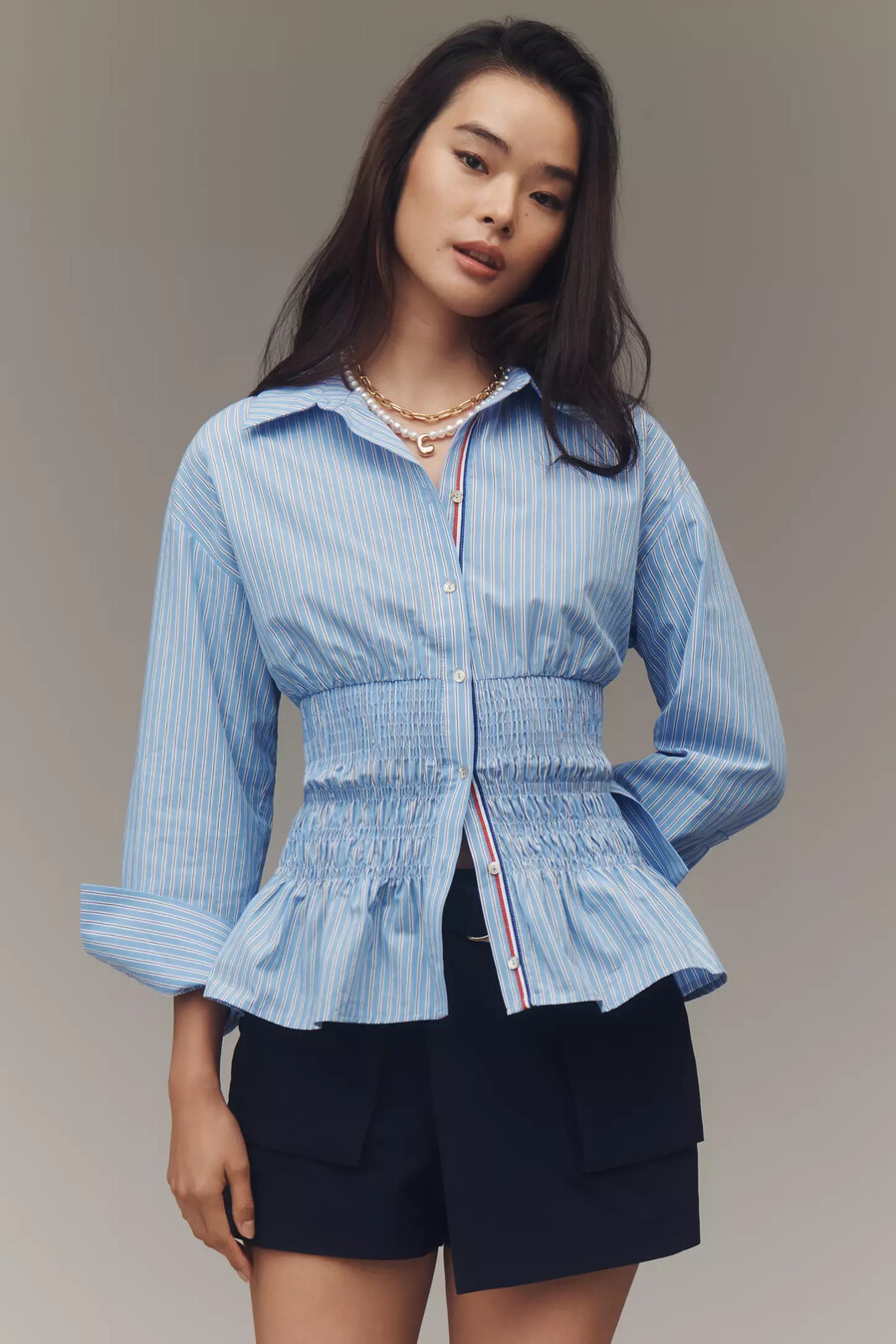 maeve langarmbluse mit geraffter taille