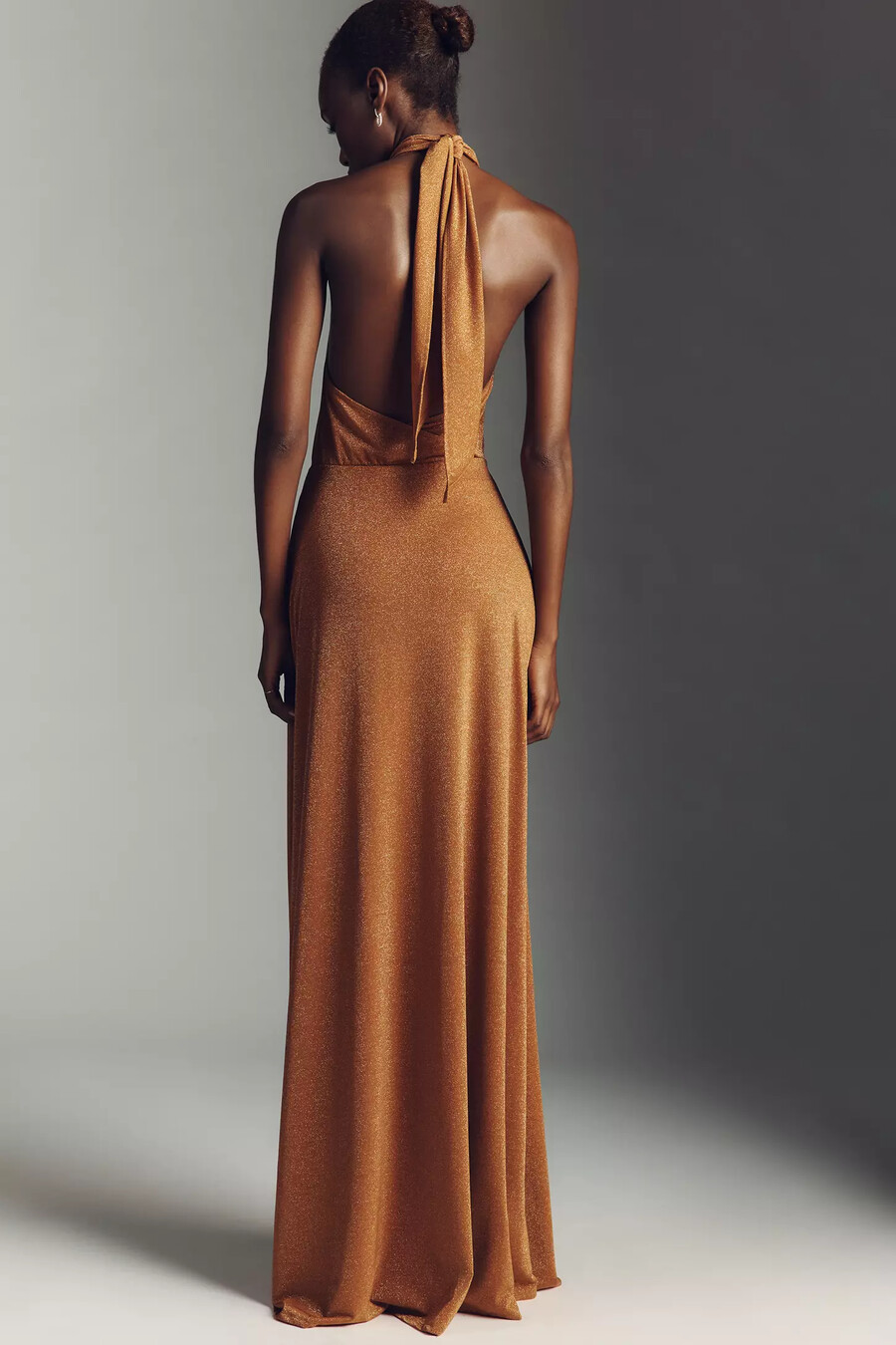 afrm kendrick sparkle halter-maxikleid mit gekreuztem vorderteil