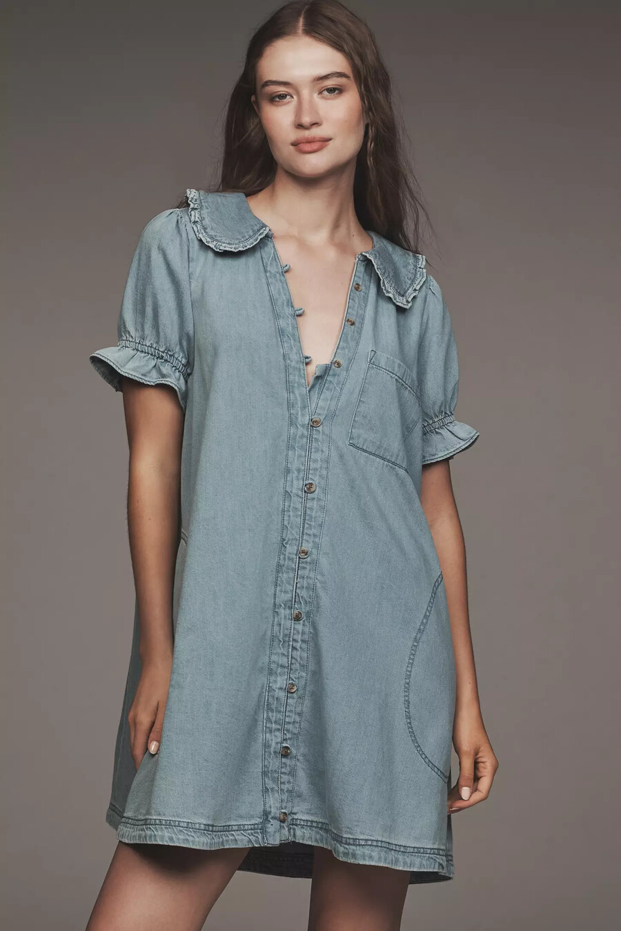 das keira minikleid mit kragen und knopfleiste von pilcro