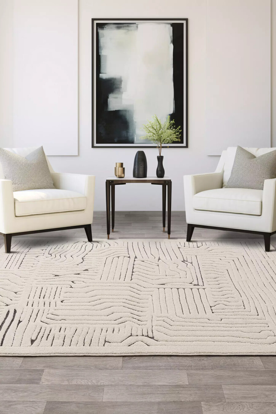 valley ivory charcoal route rug