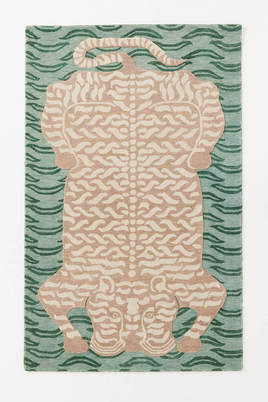 handgetufteter wollteppich mit tigermotiv