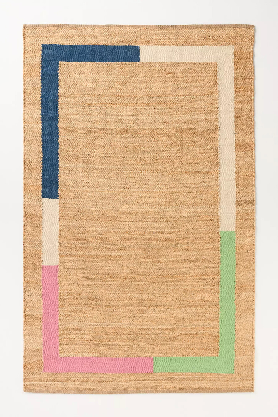 vela flachgewebter jute-farbblock-randteppich