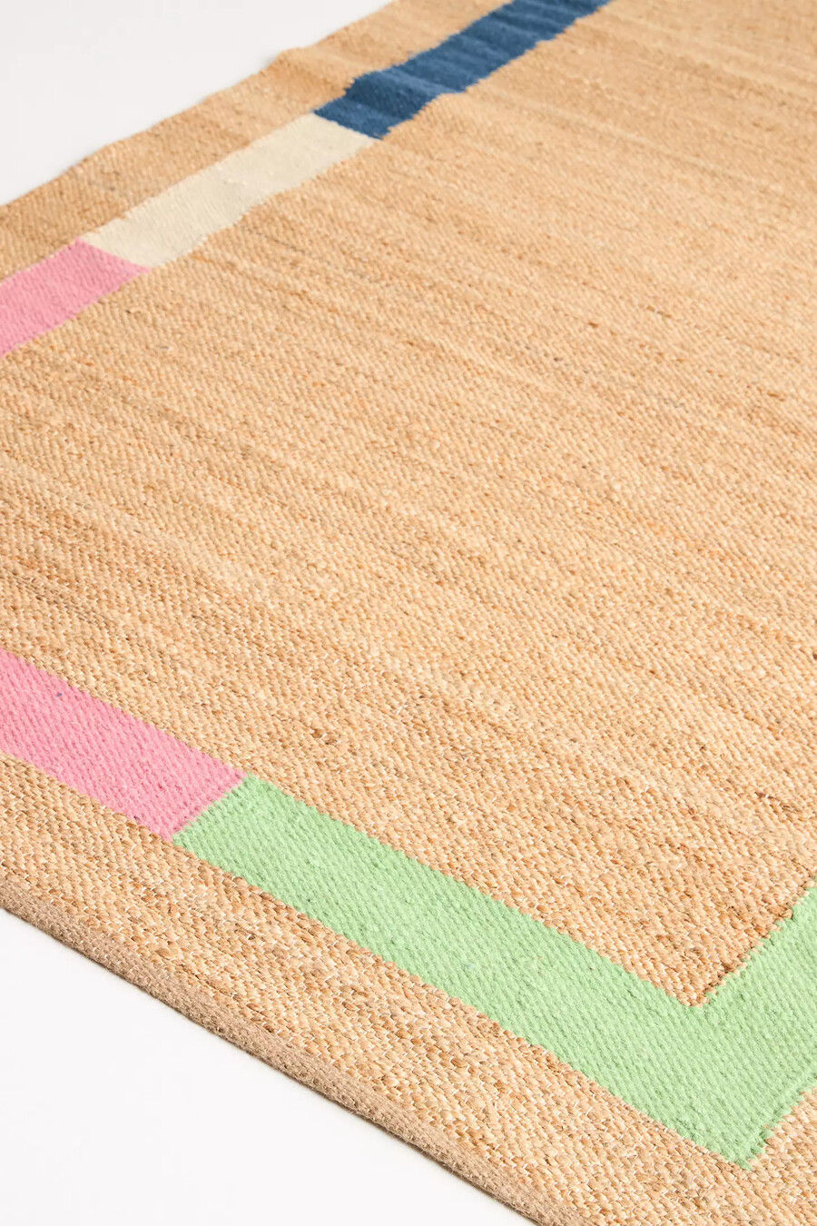 vela flachgewebter jute-farbblock-randteppich