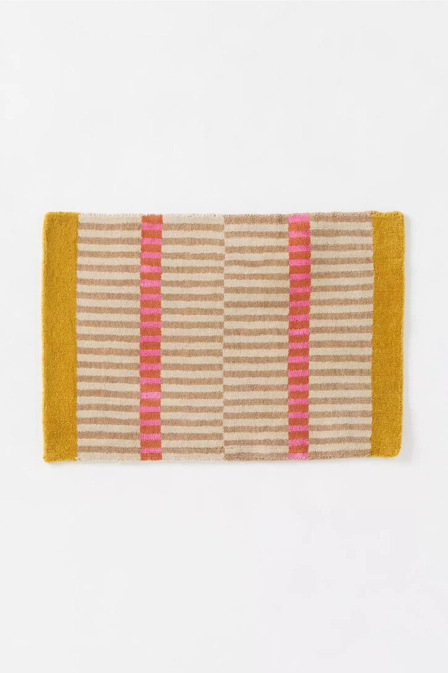handgewebter teppich aus woll- und jute-mischgewebe mit geometrischen streifen