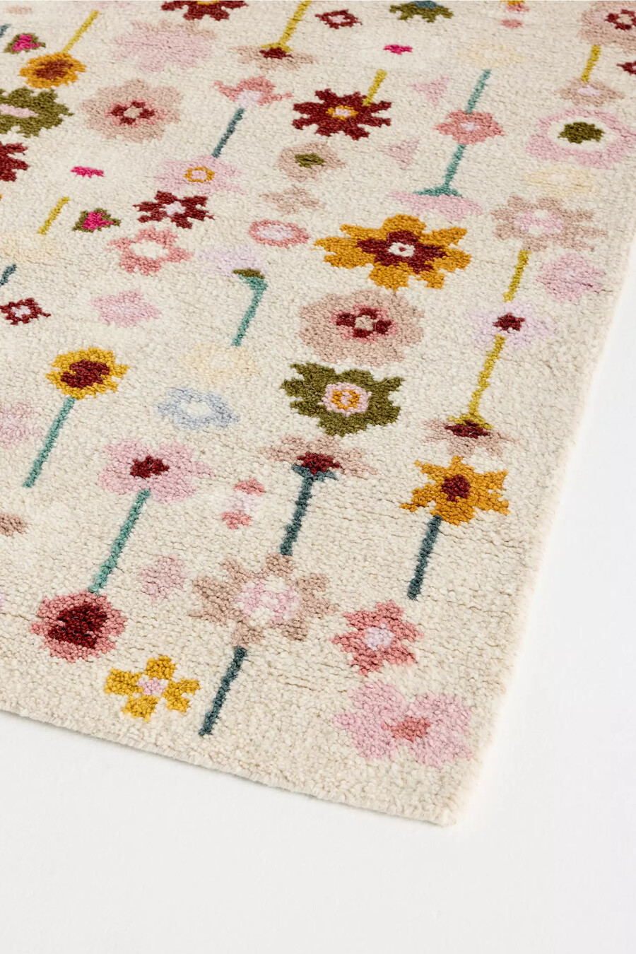 kalina handgeknüpfter wollteppich mit abstraktem blumenmuster