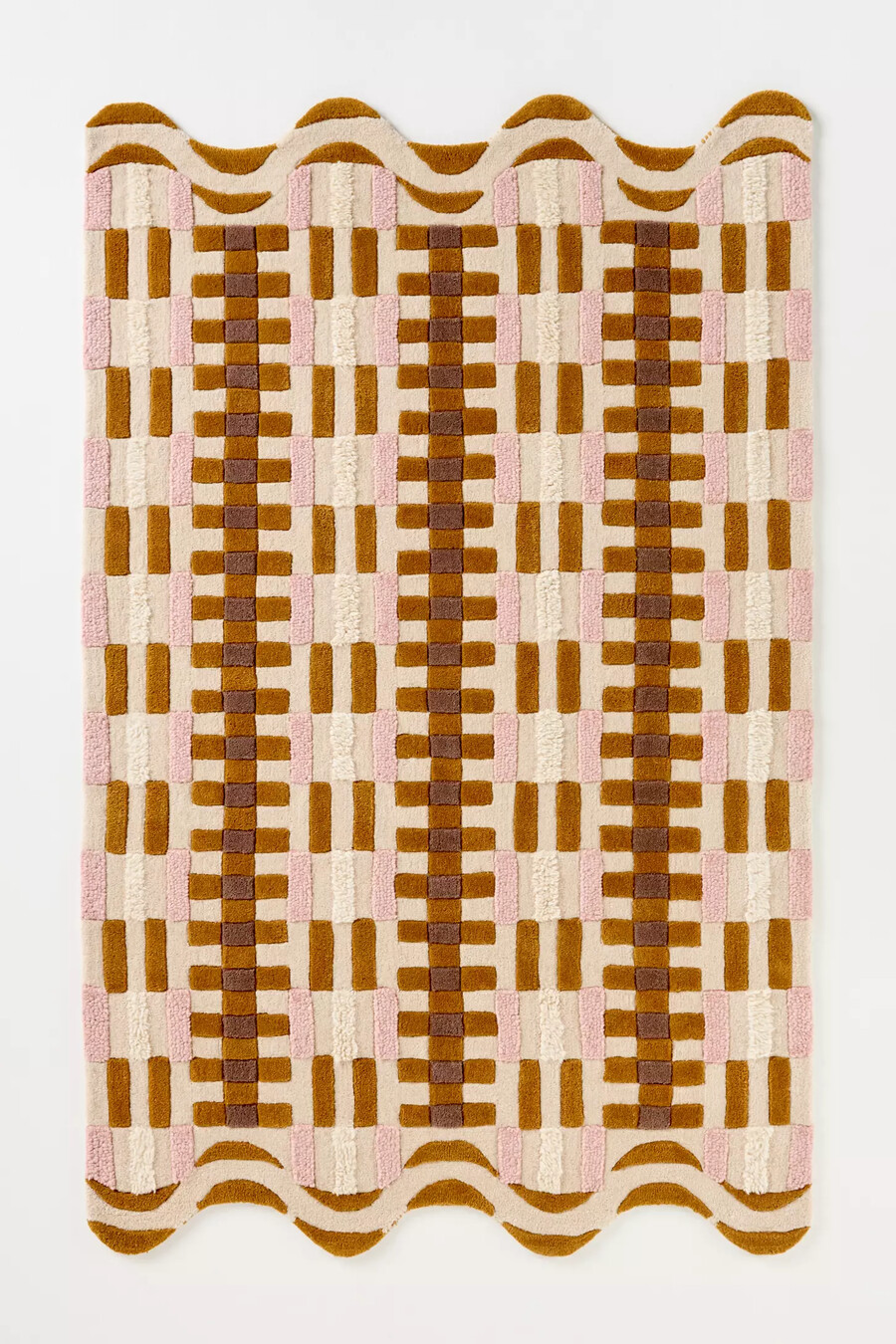 getufteter wollteppich mit geometrischem wellenmuster