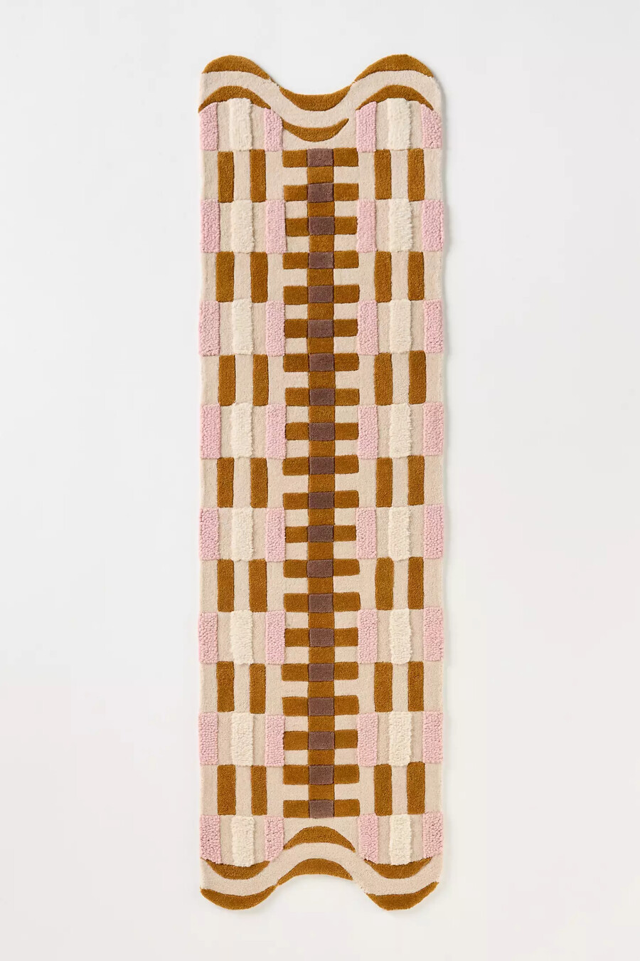 getufteter wollteppich mit geometrischem wellenmuster