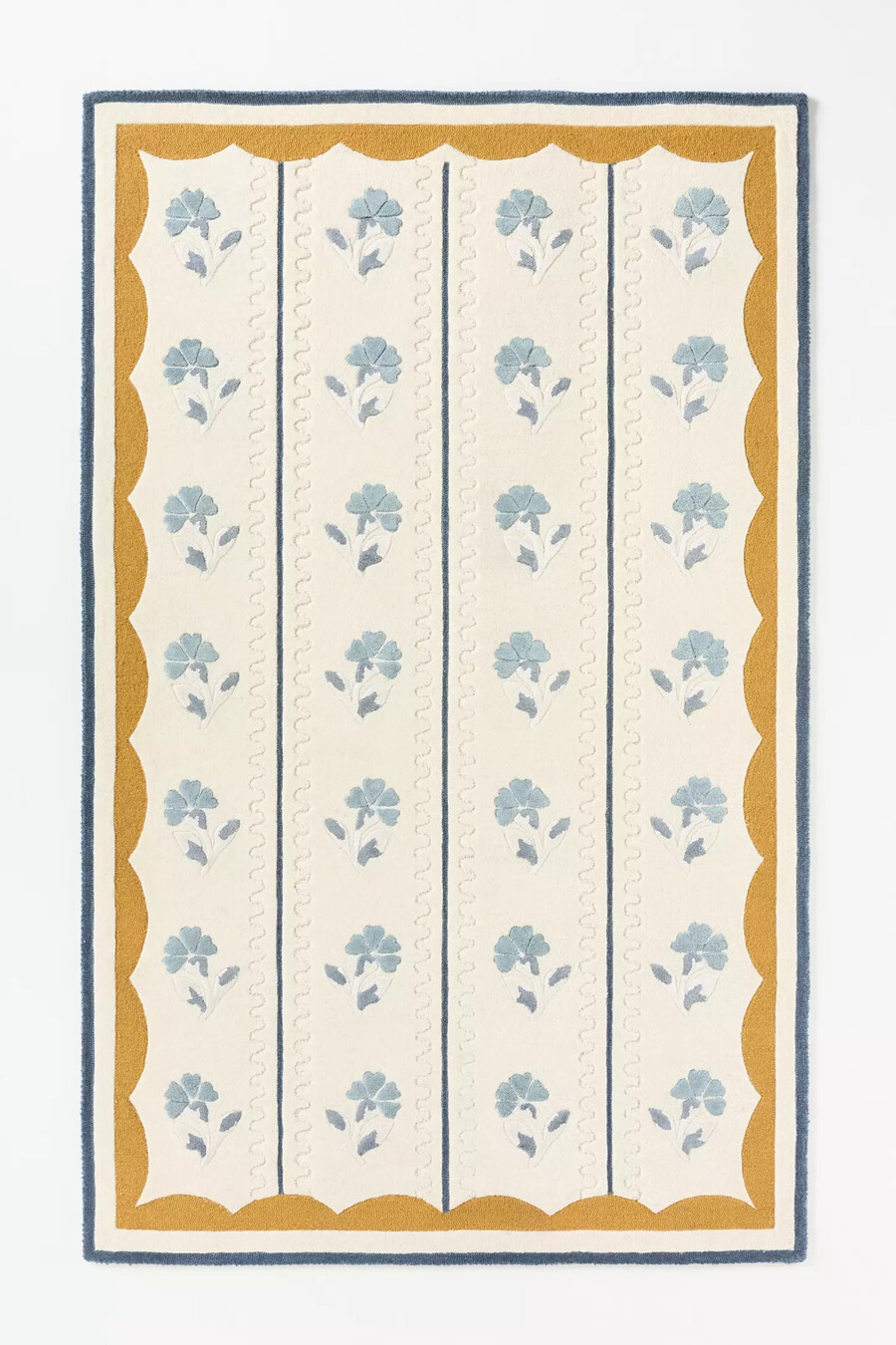 essex handgetufteter wollmischteppich mit blumenmuster