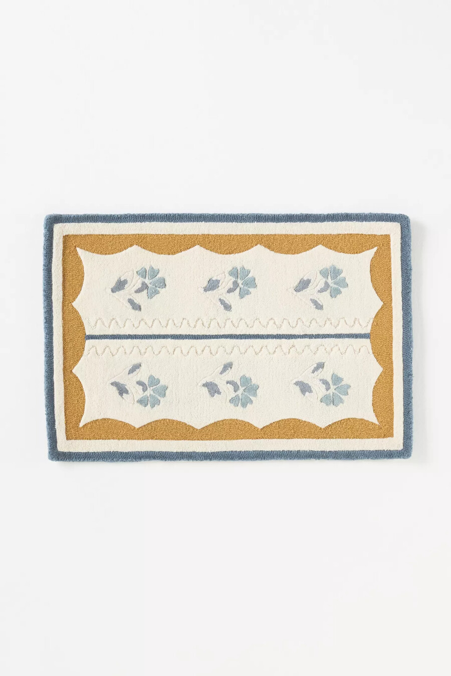 essex handgetufteter wollmischteppich mit blumenmuster