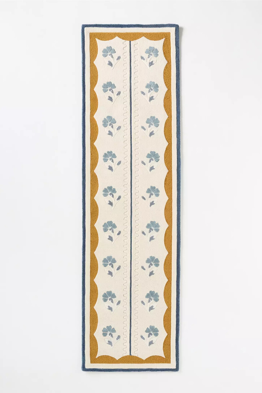 essex handgetufteter wollmischteppich mit blumenmuster