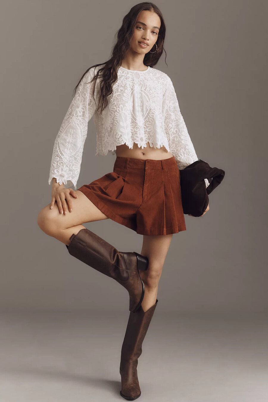 pilcro cord-shorts mit faltenrock