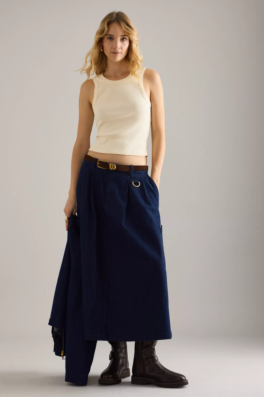 barbour saima denim-midirock