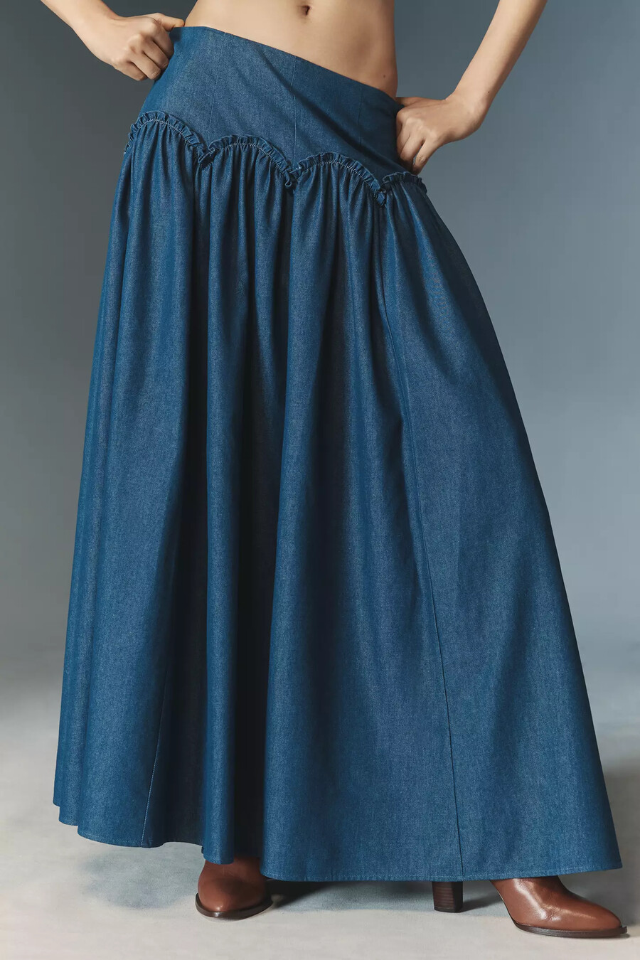 mare mare x anthropologie maxirock mit baskischer taille