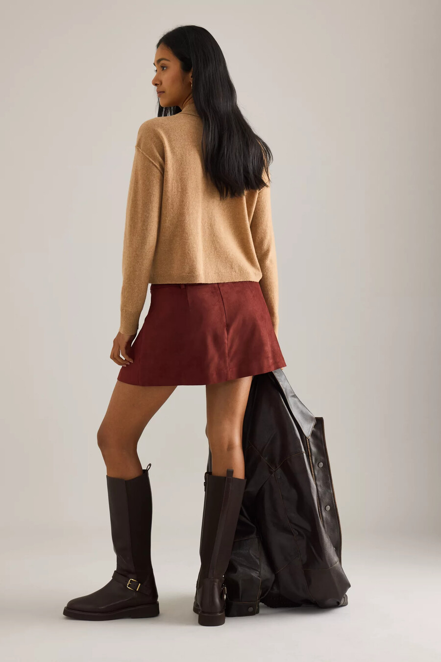 maeve plissierter mini-skort aus wildlederimitat