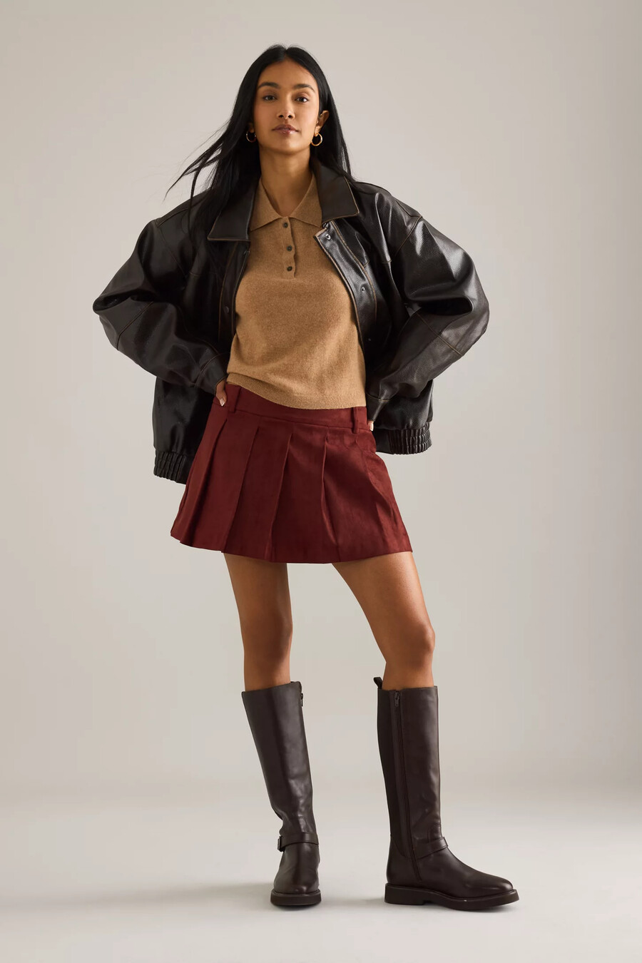 maeve plissierter mini-skort aus wildlederimitat