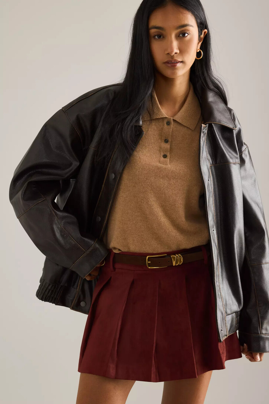 maeve plissierter mini-skort aus wildlederimitat