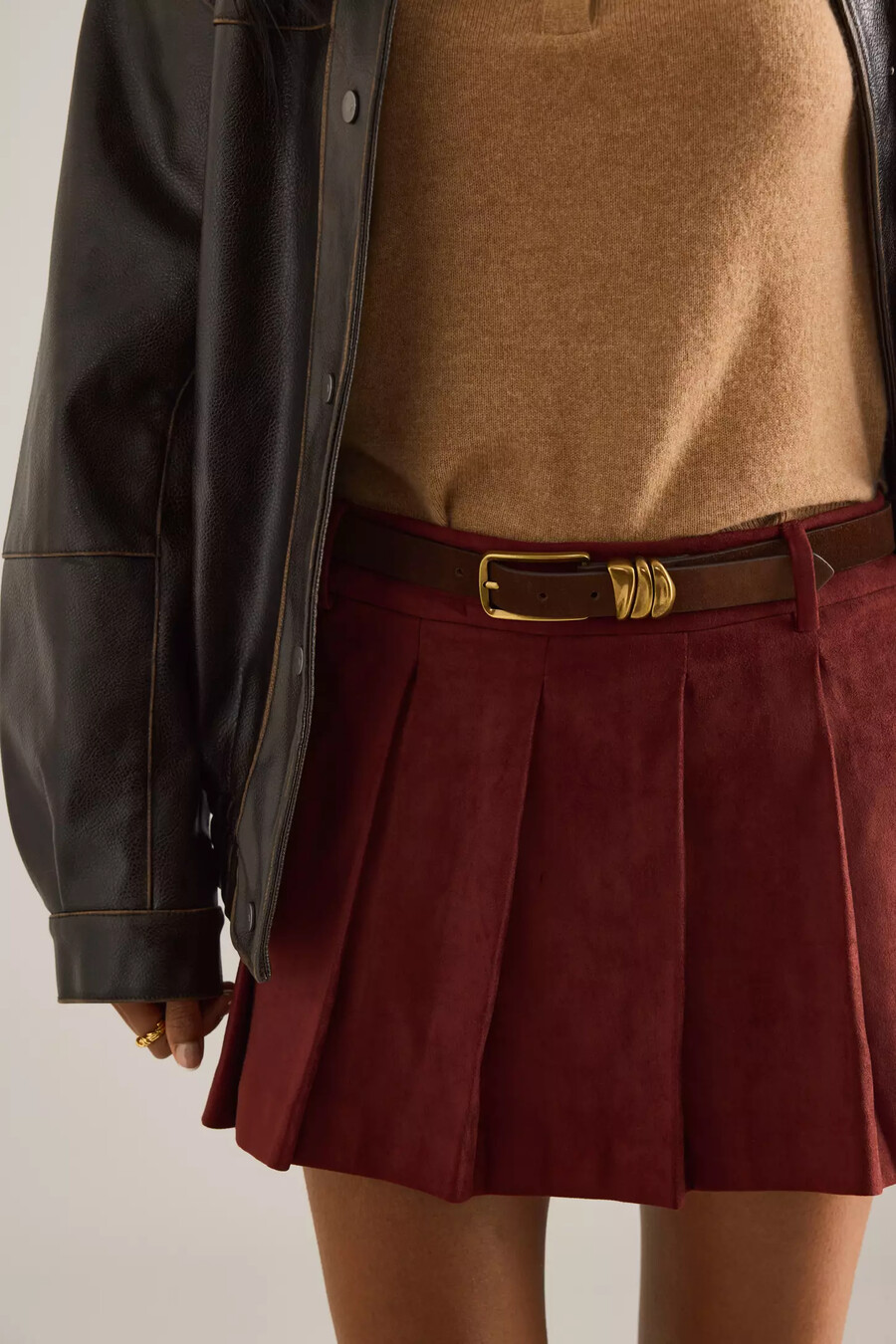 maeve plissierter mini-skort aus wildlederimitat