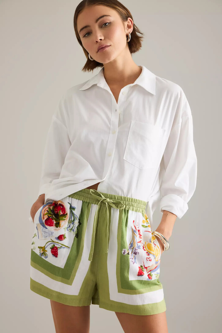 seafolly riviera coast leinenmischung shorts mit kordelzug