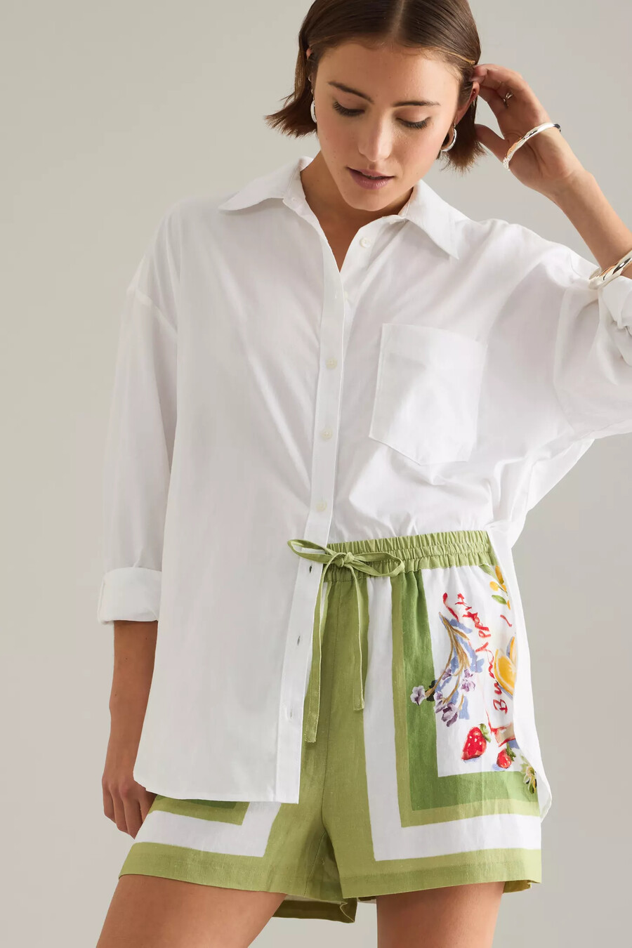 seafolly riviera coast leinenmischung shorts mit kordelzug