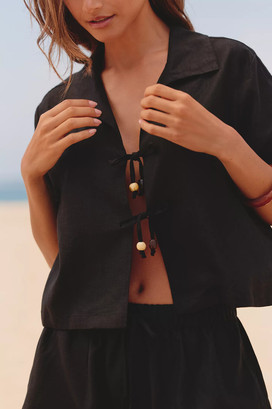 seafolly palermo crop-top mit bindeband vorne