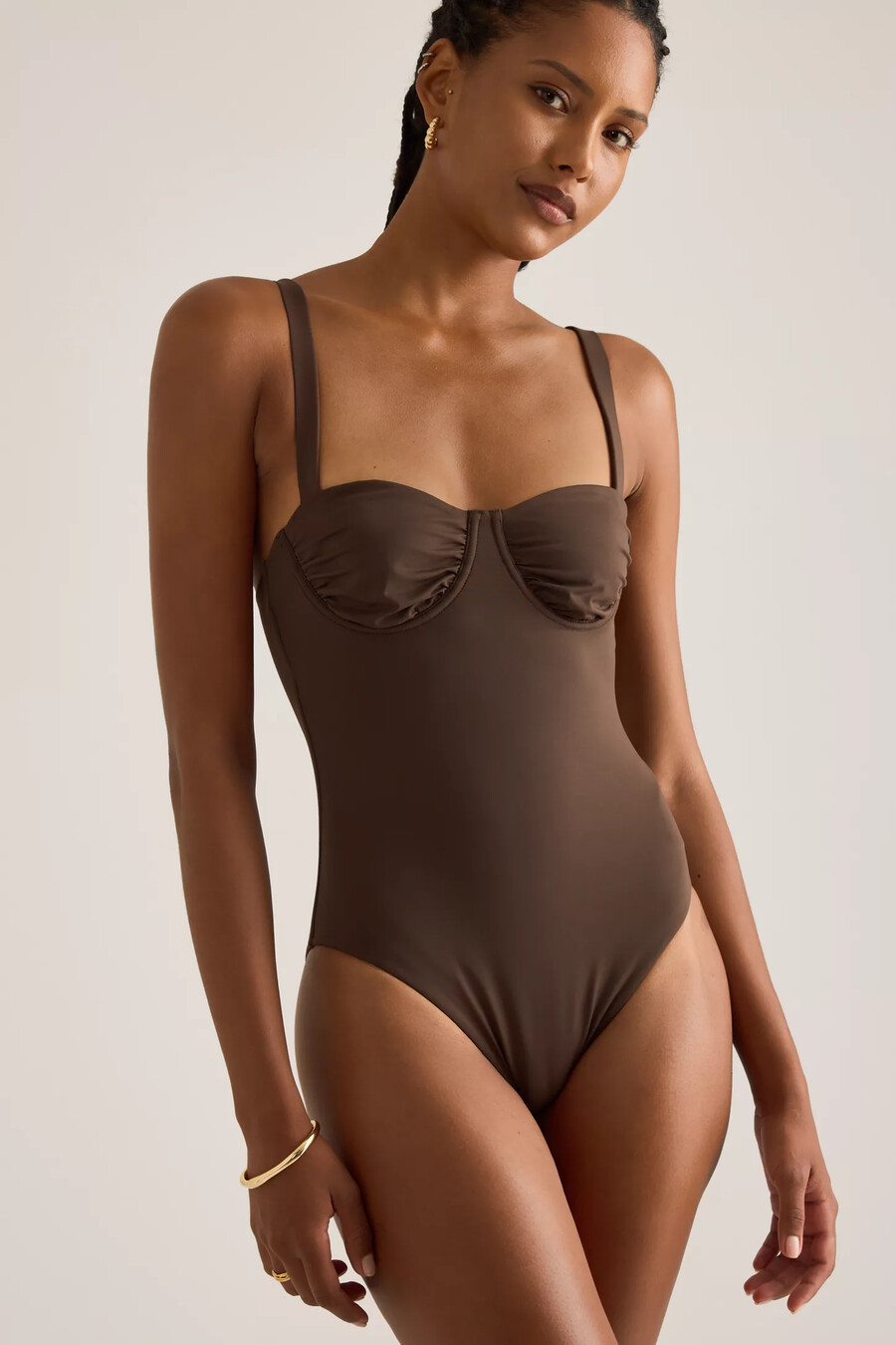 seafolly collective geraffter einteiler-badeanzug mit bügeln