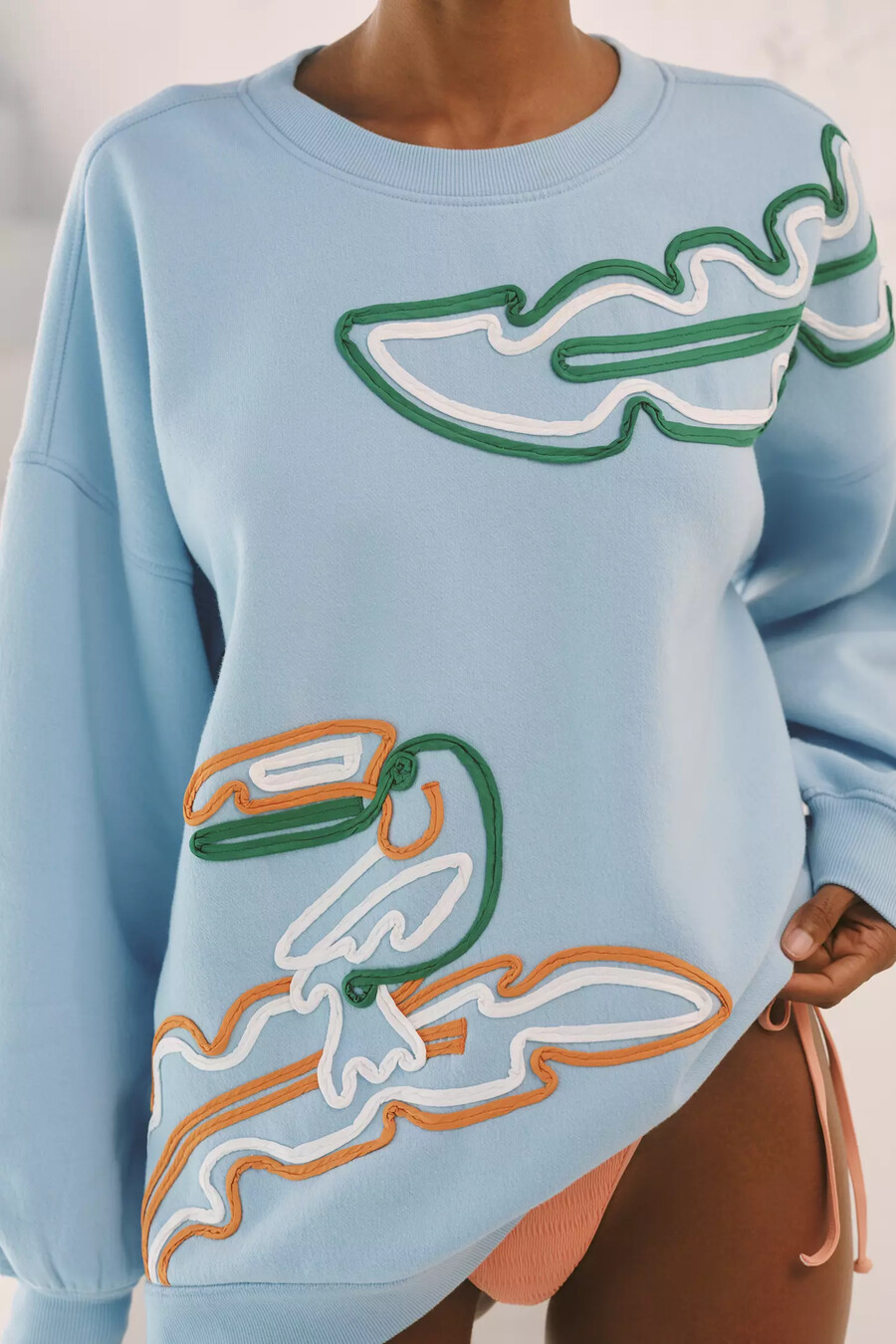 celandine-verziertes sweatshirt mit rundhalsausschnitt