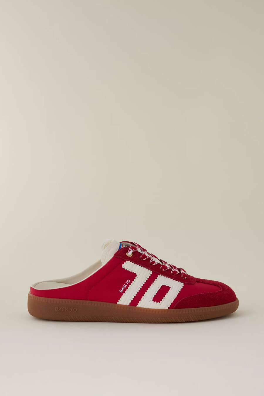 back 70 rote rückenfreie mule-trainer
