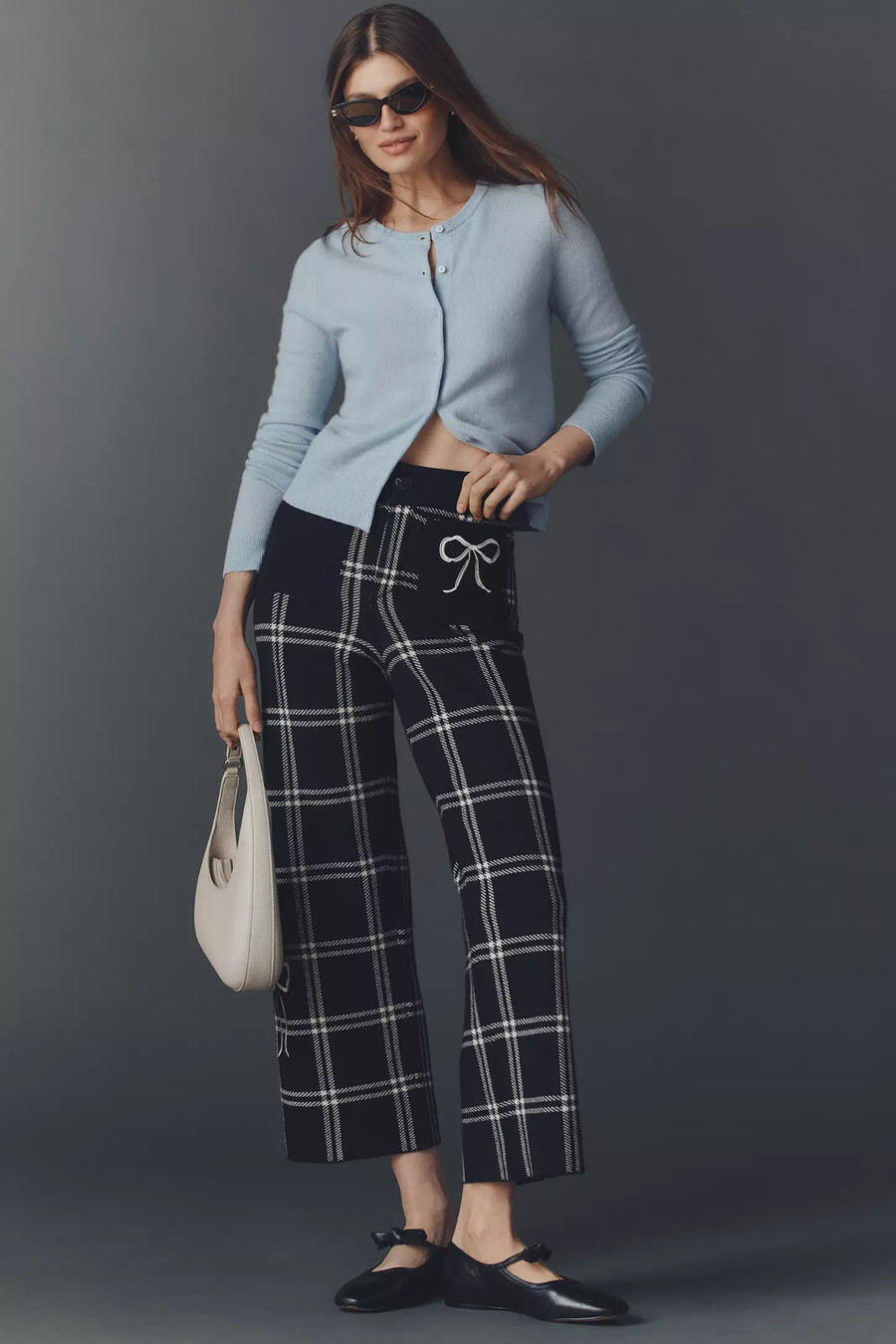 die colette strick-crop-hose mit hohem bund und weitem bein von maeve