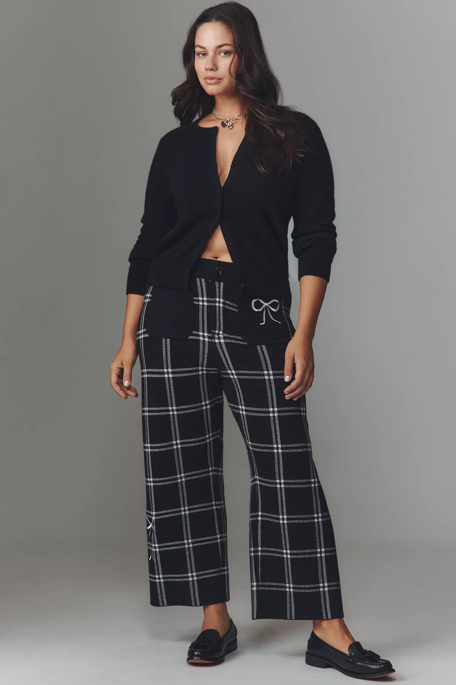 die colette strick-crop-hose mit hohem bund und weitem bein von maeve