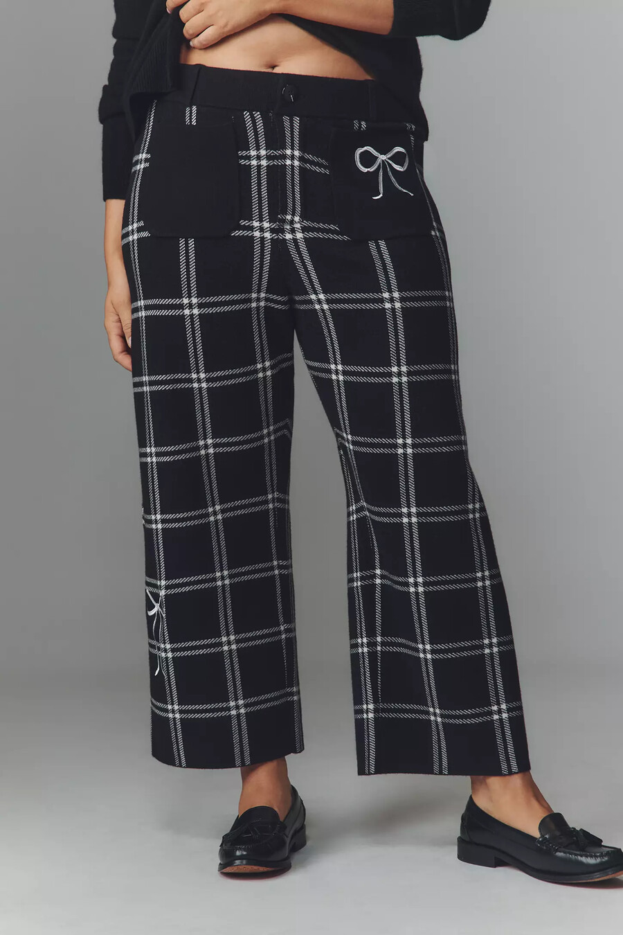 die colette strick-crop-hose mit hohem bund und weitem bein von maeve