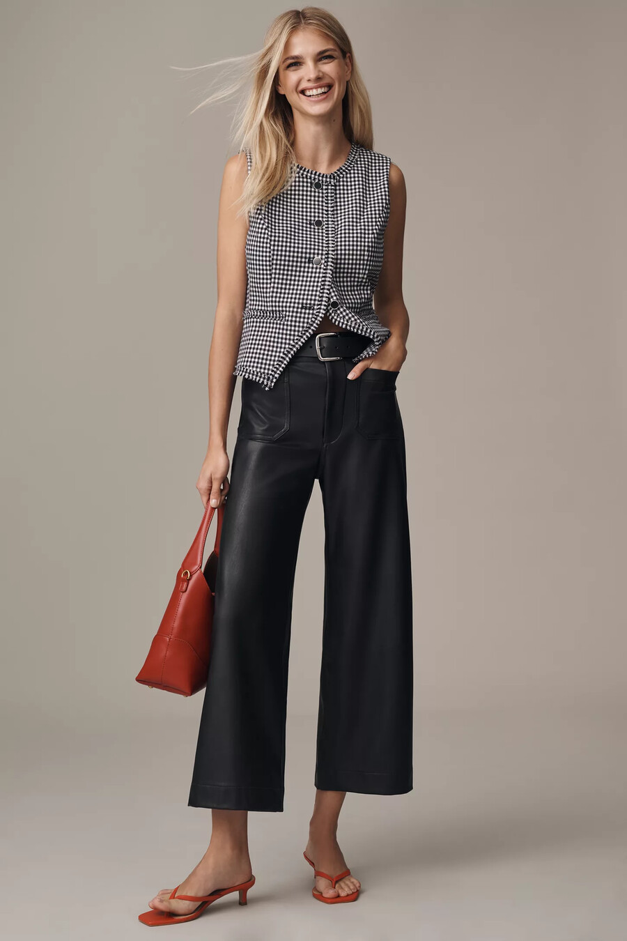 die colette cropped wide-leg hose von maeve vegane leder-edition