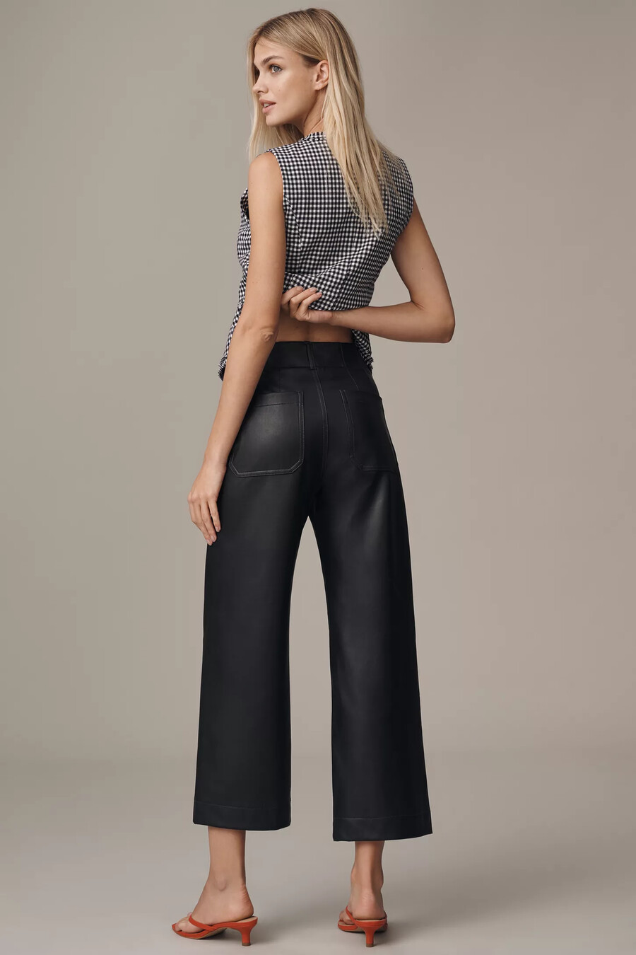die colette cropped wide-leg hose von maeve vegane leder-edition