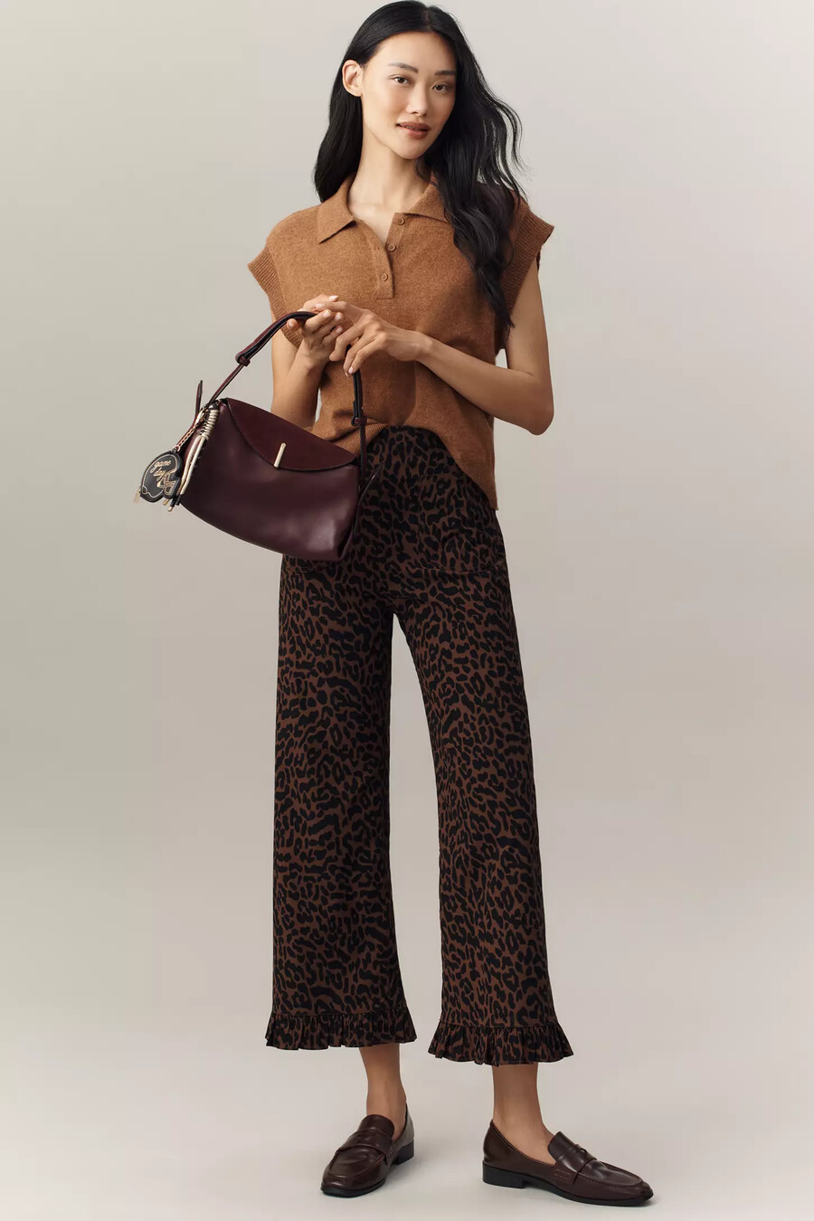 die colette cropped high-rise wide-leg trousers von maeve gingham magic fabric edition