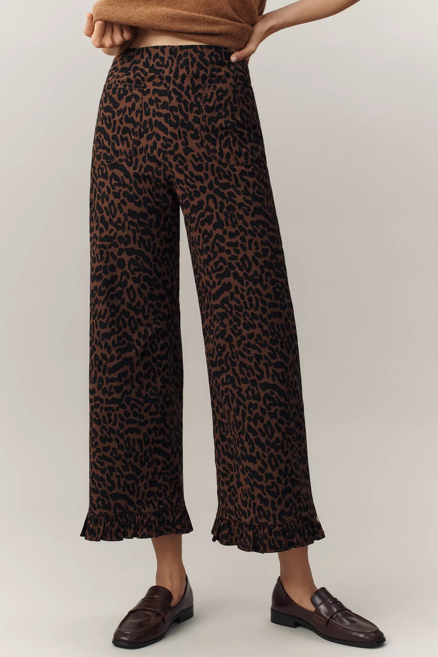 die colette cropped high-rise wide-leg trousers von maeve gingham magic fabric edition