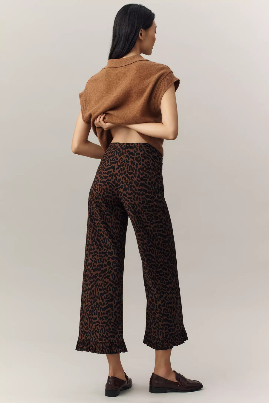 die colette cropped high-rise wide-leg trousers von maeve gingham magic fabric edition