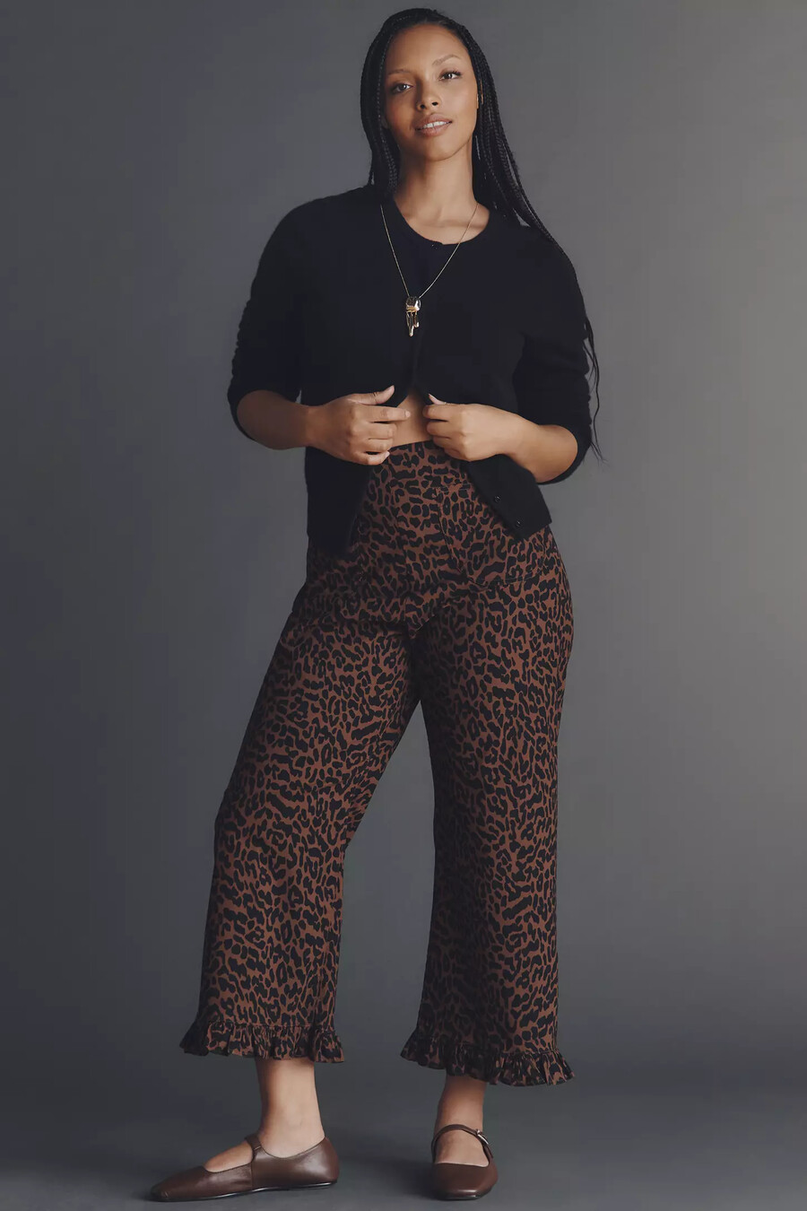 die colette cropped high-rise wide-leg trousers von maeve gingham magic fabric edition