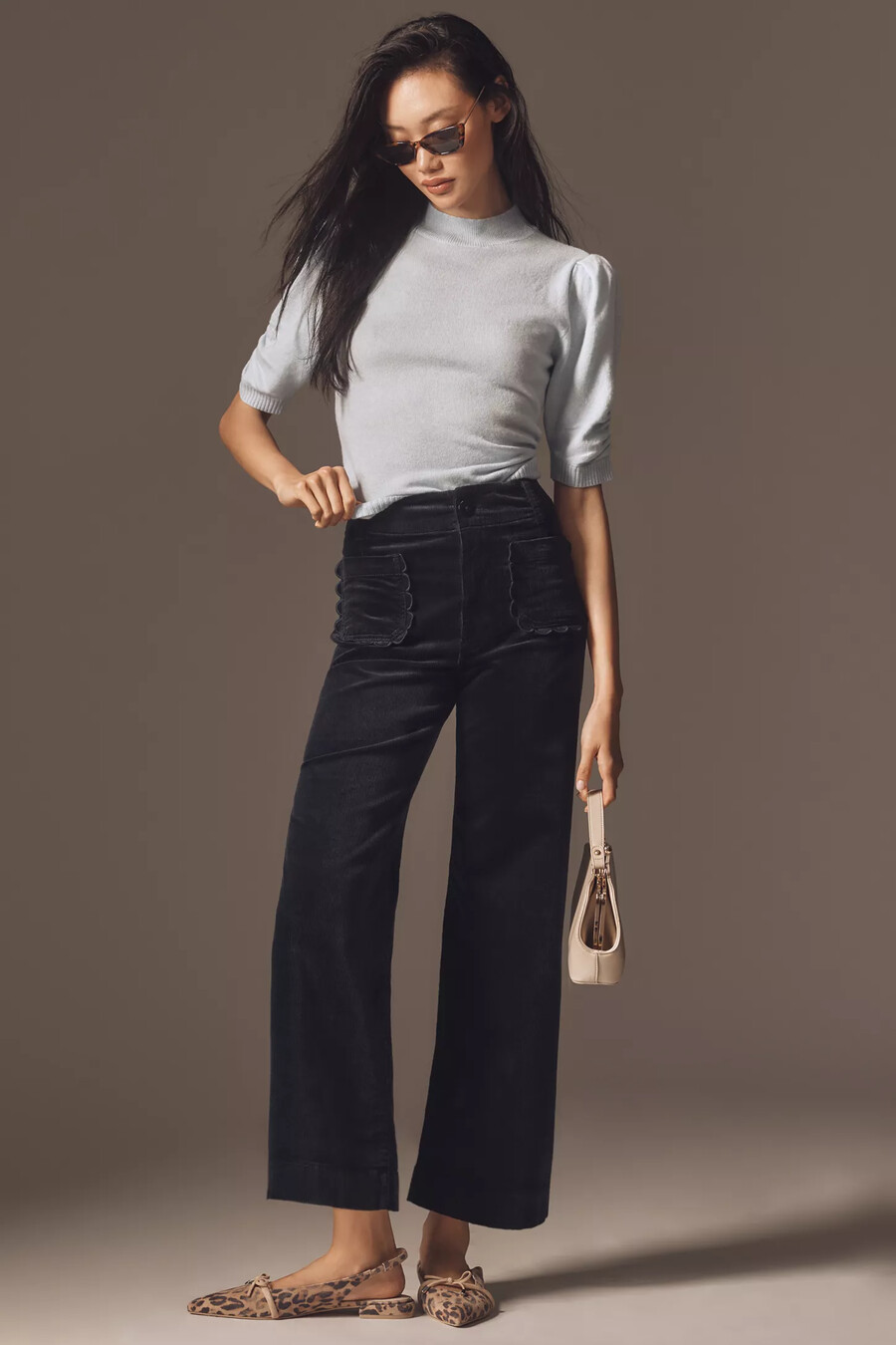 die colette crop wide-leg hose von maeve cord-edition mit muscheltaschen