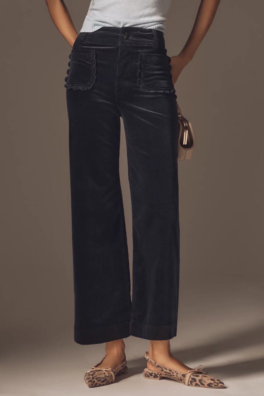 die colette crop wide-leg hose von maeve cord-edition mit muscheltaschen