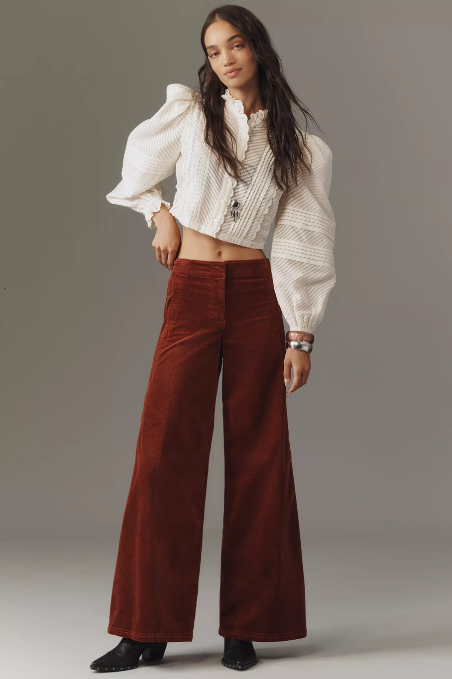 maeve scallop wide-leg hose cord-edition