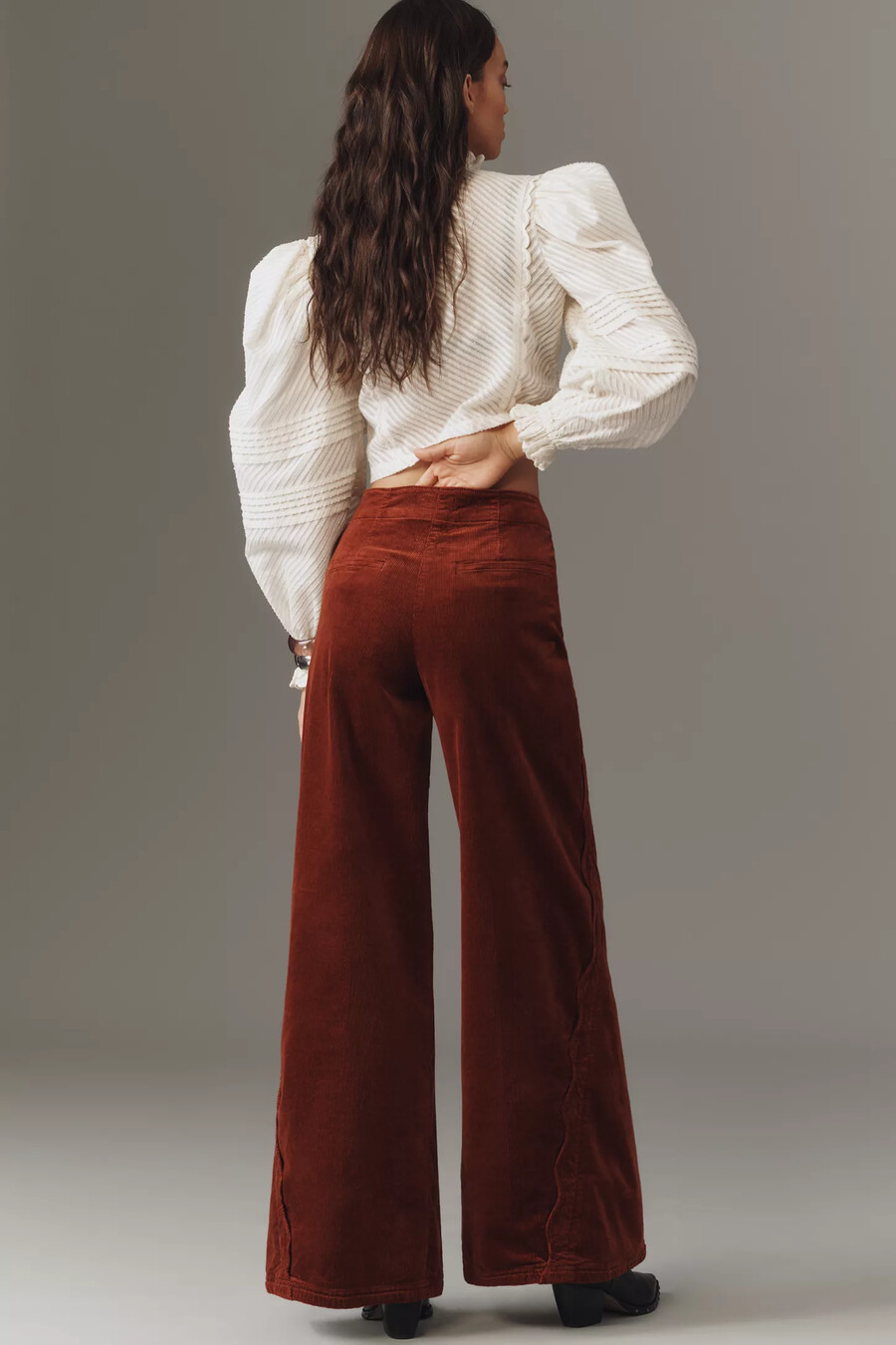 maeve scallop wide-leg hose cord-edition