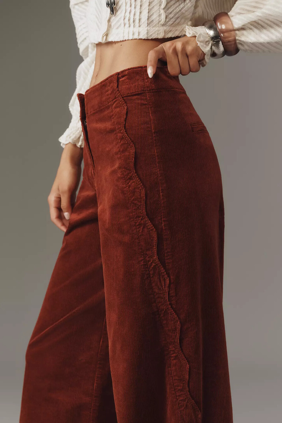 maeve scallop wide-leg hose cord-edition