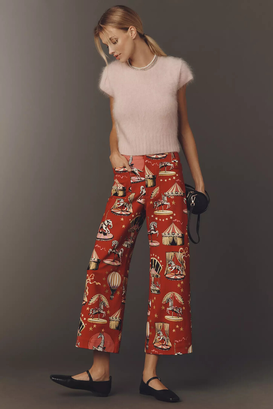 die colette crop printed ponte trousers von maeve
