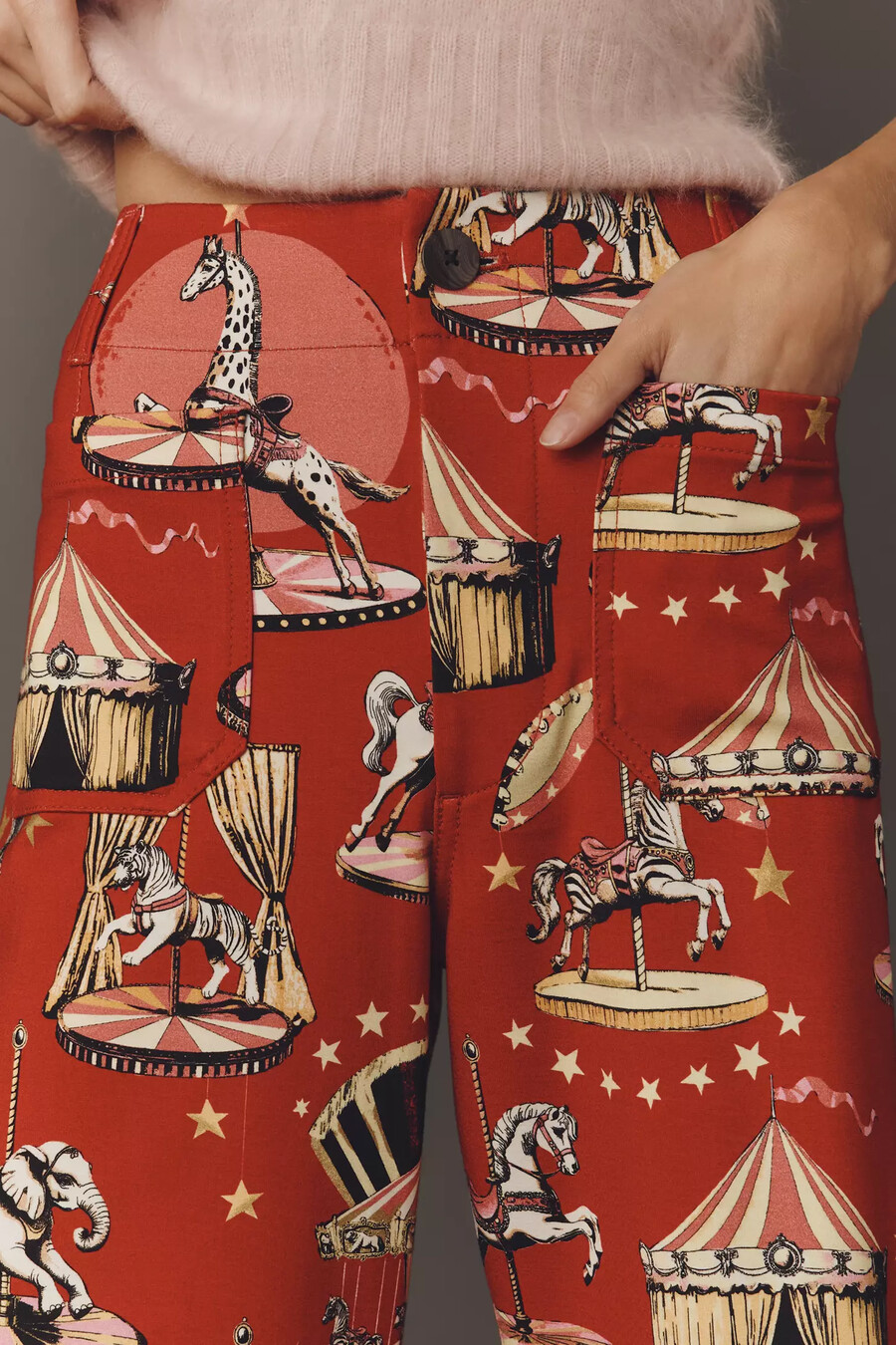 die colette crop printed ponte trousers von maeve