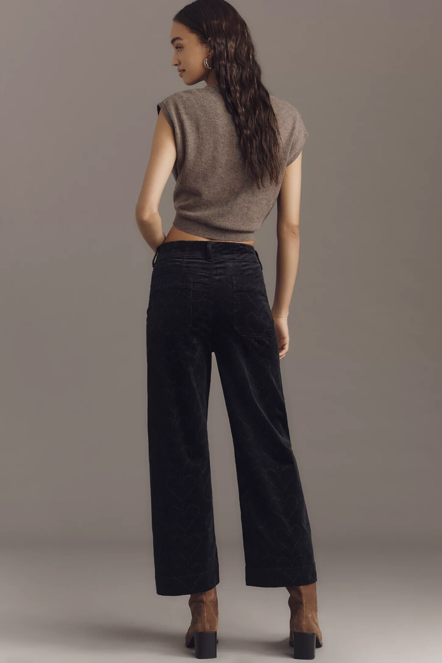 die colette crop cordhose mit herzchenmuster von maeve