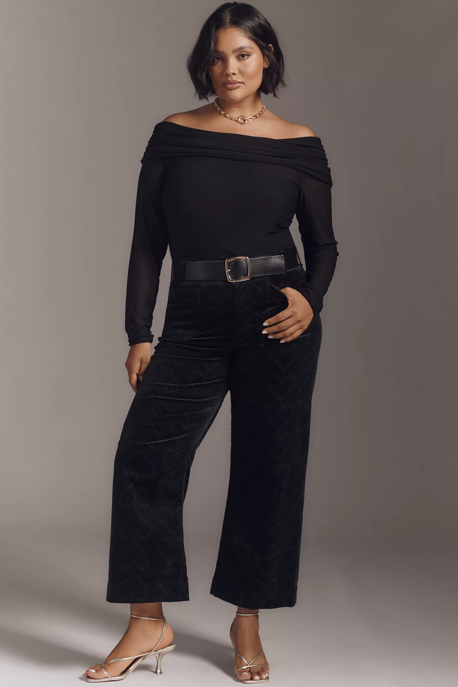 die colette crop cordhose mit herzchenmuster von maeve
