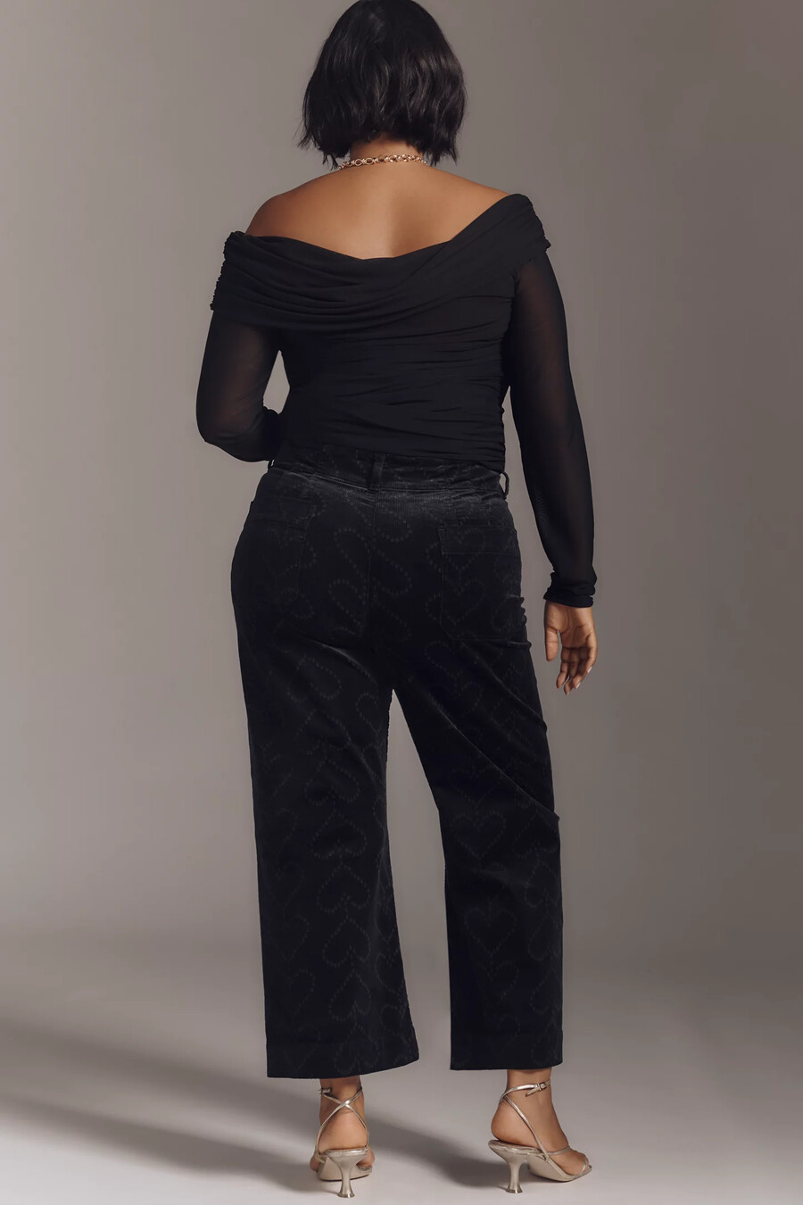 die colette crop cordhose mit herzchenmuster von maeve