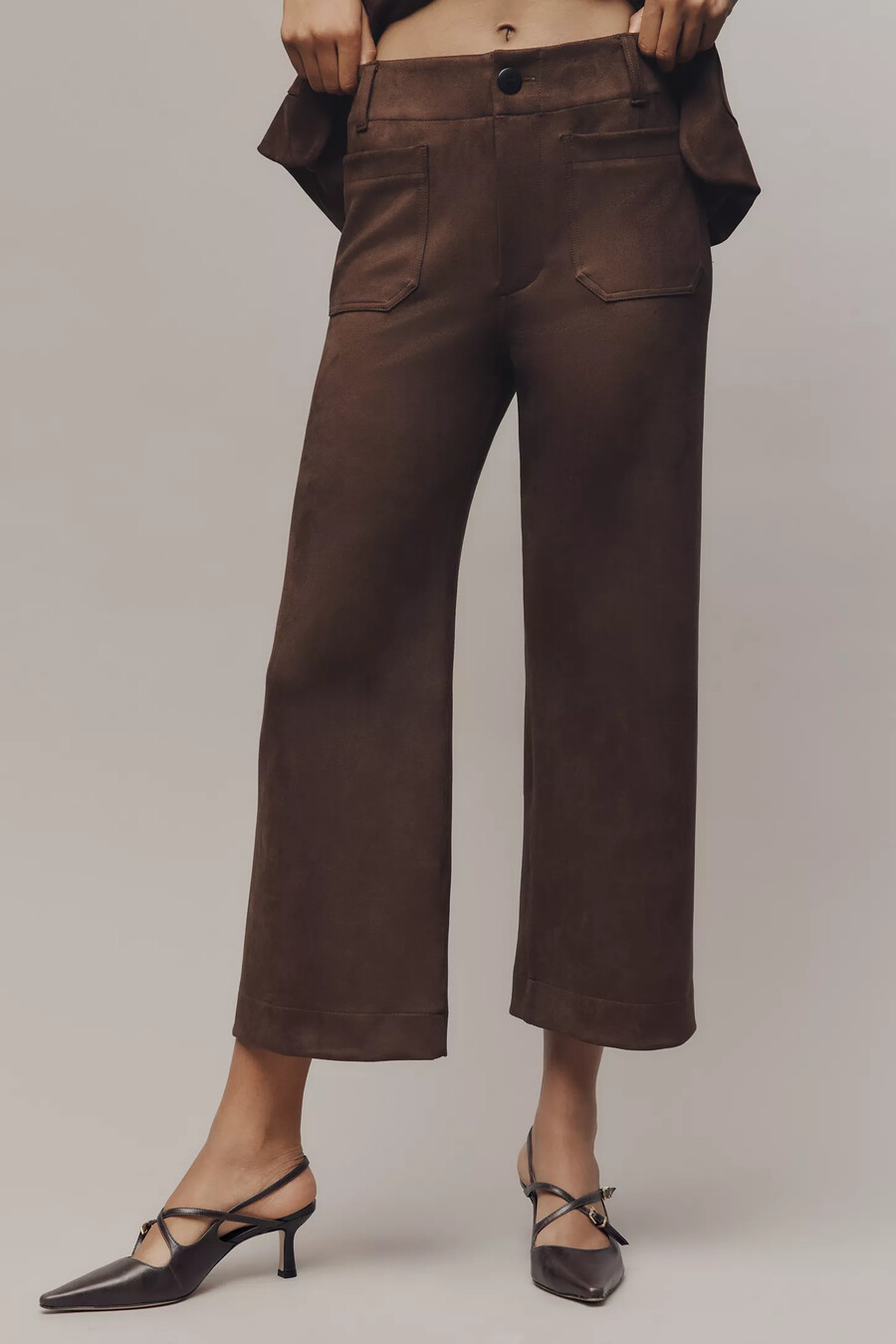 die colette crop faux-suede high-rise wide-leg trousers von maeve