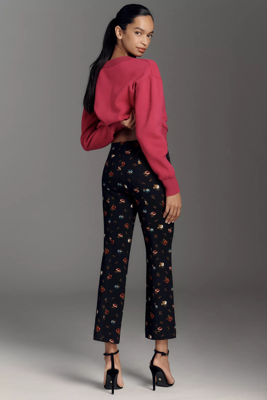 die poppy printed kick-flare pull-on trousers von maeve