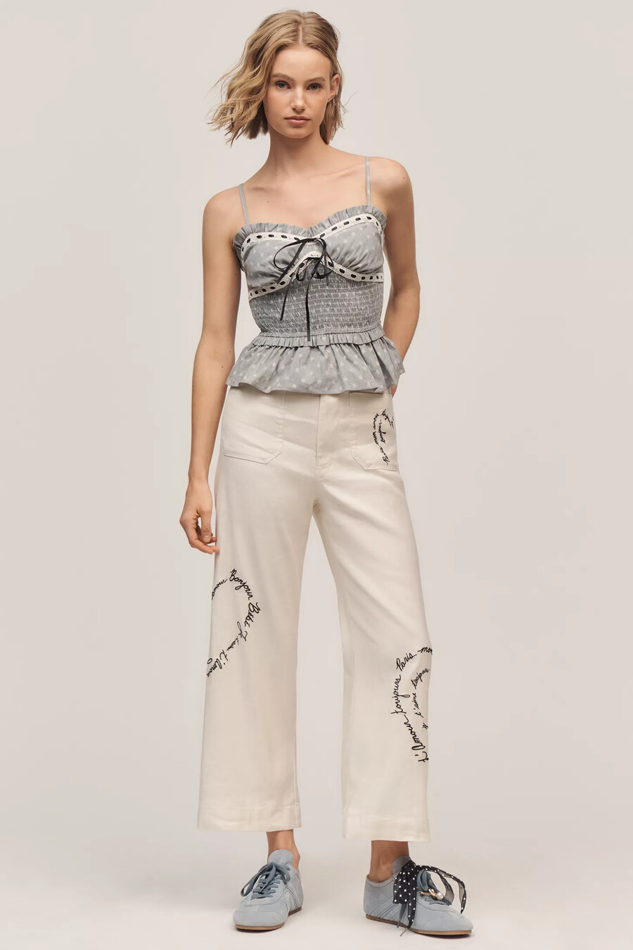 die colette crop-hose „love notes aus leinenmischung von maeve