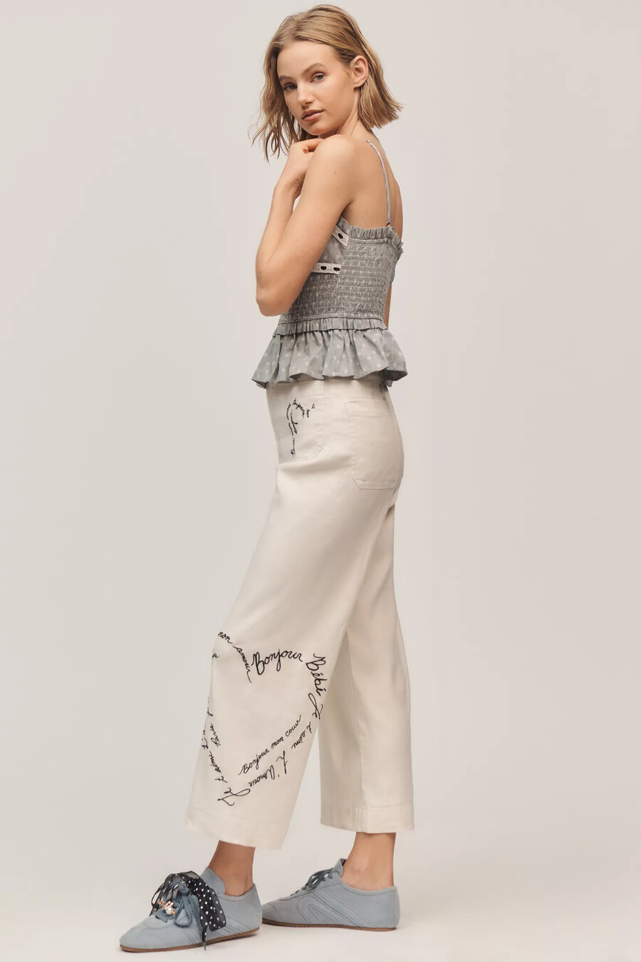 die colette crop-hose „love notes aus leinenmischung von maeve